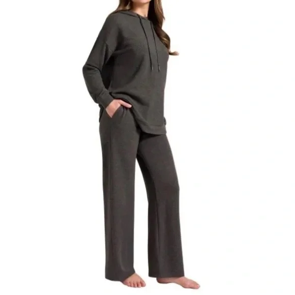 NWT Max & Mia Women's 2 Piece Hoodie Lounge Set Gray (Heather Charcoal) - Picture 2 of 5